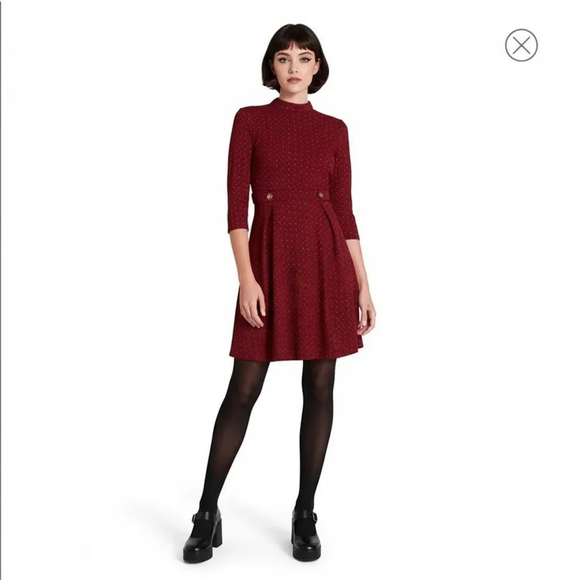ModCloth Dresses & Skirts - ModCloth Burgundy Confetti Long Sleeve Dress - Large